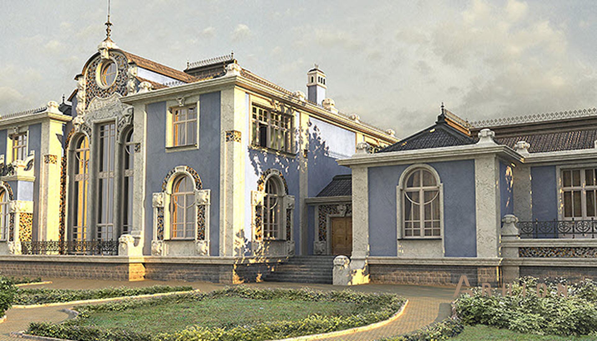 5. Проект двухэтажного дома в классическом стиле с многоскатной кровлей, SOV-11, площадью - 1119 кв c цокольным этажом, терассой, балконом